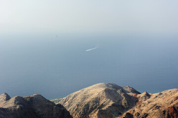 Walk through the mountains near the Gulf of Eilat Red Sea in Israel
