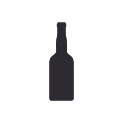 Glass bottle. Whiskey, Beer bottle. Bottle silhouette in black color. Stencil bottle. Flask template. Glass container. Flask of poison. Medicine vial. Jar icon. Shape For 3d modeling. Logo template. 