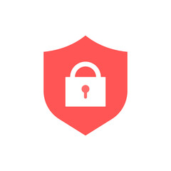 Shield and Lock Icon on White background, Vector.