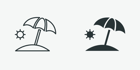 umbrella in beach icon vector. sea, sun, summer symbol