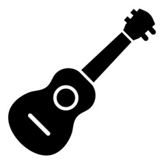 Acoustic Guitar Flat Icon Isolated On White Background