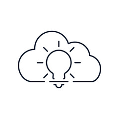 Creative cloud substance. Modern information storage, data center, resource. Vector linear icon on a white background.
