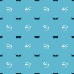 Set Temperature wash and Basin with soap suds on seamless pattern. Vector