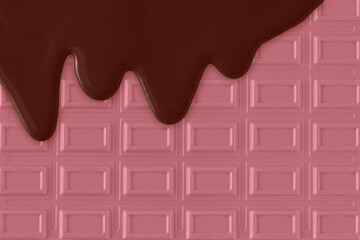 とろとろチョコレートの背景 いちご