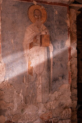 Demre, Turkey - 10.18.2021 : St. Nicholas Church, ancient frescoes