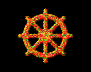 Dharmachakra, Dharma Wheel Emblem Sign, Jellybeans Yummy sweets Colorful jelly Icon Logo Symbol illustration