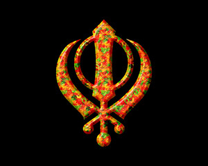 Khanda, Sikhism Symbol Emblem Sign, Jellybeans Yummy sweets Colorful jelly Icon Logo Symbol illustration