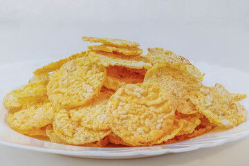 slices of expanded rice on a plate