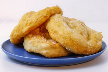 simple donuts with sugar, traditional Romanian