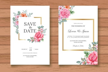 Watercolor Floral Wedding Invitation Card Set