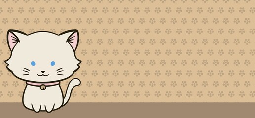 cute cat illustration with light brown background