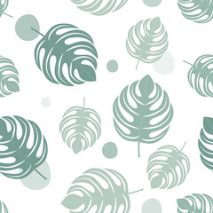 Seamless pattern tropical Leaf isolated on white background. Vector illustration.