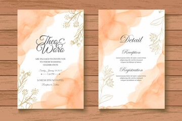 Watercolor Floral Wedding Invitation Card Set