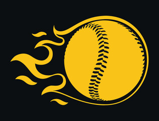 Flaming baseball ball t-shirt decoration