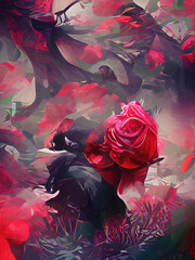 wonderful painting of red roses