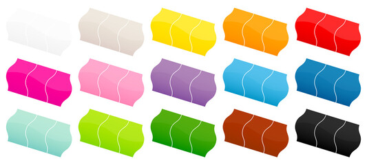 Set Fünfzehn Geteilte Diagonale Preisaufkleber Bunt