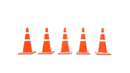 Orange obstacle cone image isolated on white background.