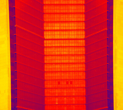 Multi-storey House Made Of Glass, Steel And Concrete (steel Building). House-book, Publishing Industry Office. Thermal Imaging