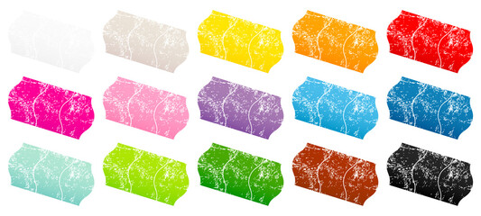 Set Fünfzehn Geteilte Diagonale Preisaufkleber Kratzer Bunt