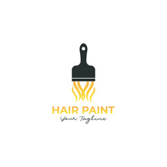 Paint brush with hair salon vector logo design