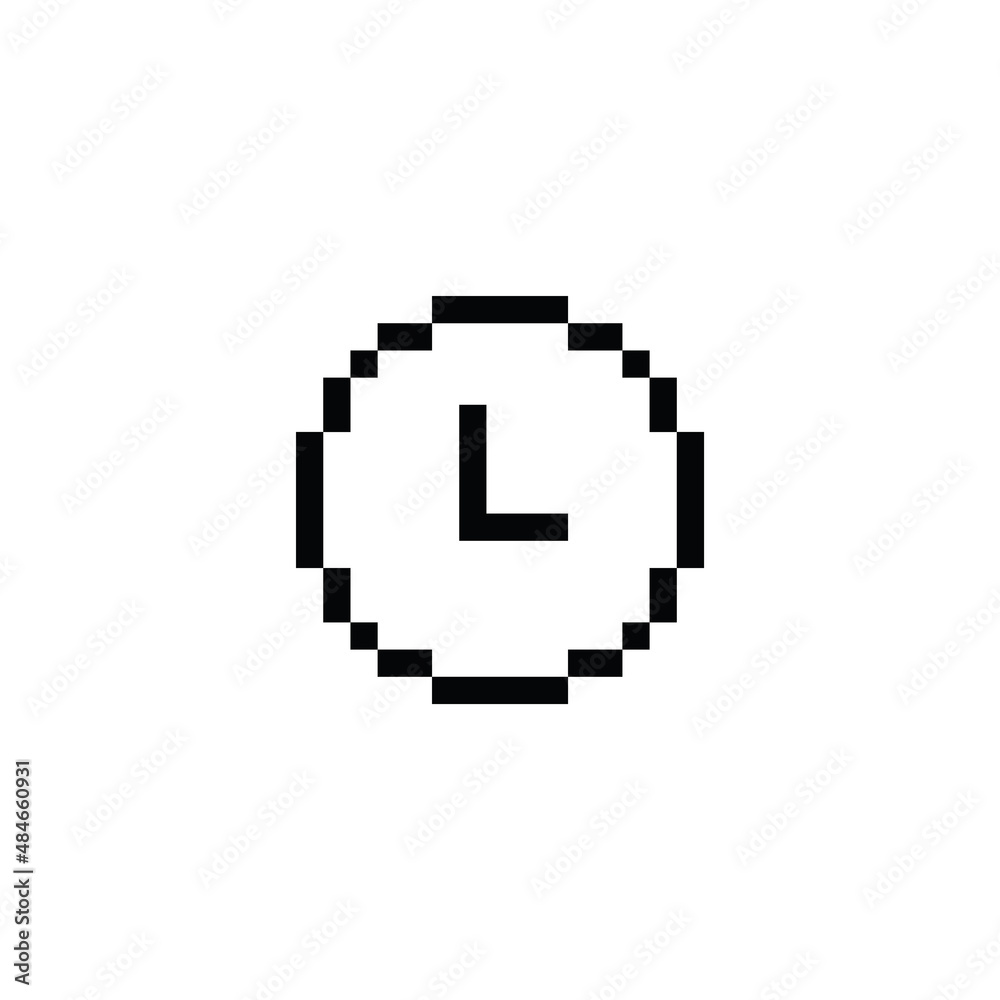 Poster pixel clock icon vector pixel art element for 8 bit game