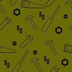 Construction tools seamless. Vector. Clothes, style.