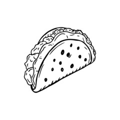 Taco draw illustration vector icon. Fast food