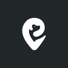 dog and map logo template for pet resque 