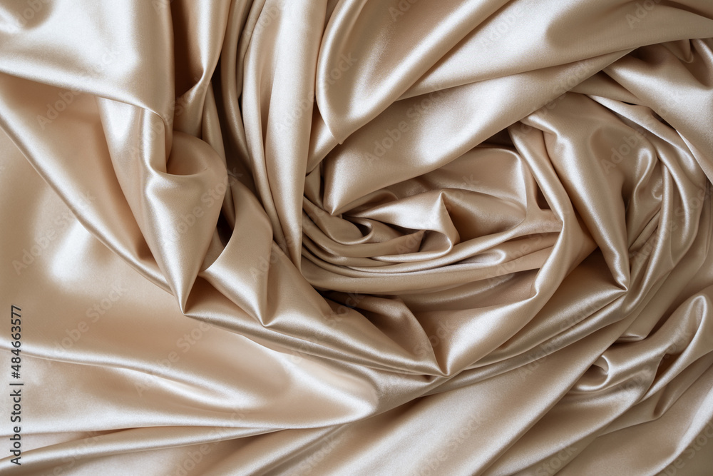 Canvas Prints beautiful elegant wavy beige or light brown satin silk fabric, abstract background design. copy spac