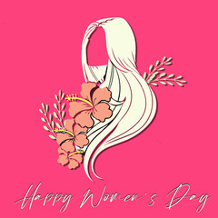 International Women's day web banner illustration of women friends portrait hugging together.