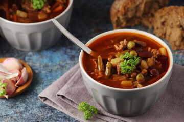 A bowl with traditional British stew