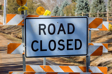 Road closed sign informing on street repair