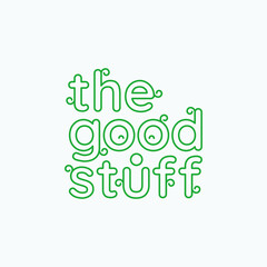 the good stuff logotype. Logo with smile on negative space.
