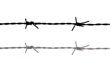 barbed wire isolated on white with clipping path            