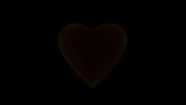Orange 3d heart flashing on transparent background