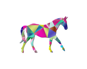 Horse Animal Low Poly Multicolored Retro illustration