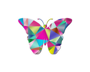 Butterfly Low Poly Multicolored Retro illustration