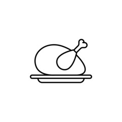 Chicken grill line vector icon. Diet outline vector icon chicken grill