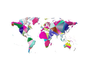 World Map  Earth Low Poly Multicolored Retro illustration