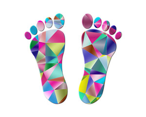 Feet Low Poly Multicolored Retro illustration