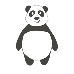 Cute smiling panda on white background, isolated