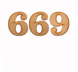 Number 669 - Piece of wood isolated on white background