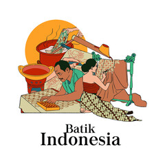 Set Batik Illustration. Hand drawn Indonesian cultures background