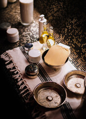 Spa treatments on dark background