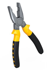 Yellow hand tool pliers for repair and installation on white background
