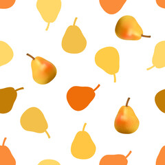 Seamless pattern, pears on a white background. A beautiful background for your design, wallpapers, fabrics, textiles and more.