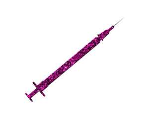 Vaccine Injection Syringe Purple Glitter Icon Logo Symbol illustration
