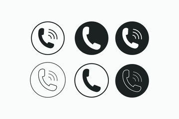 set of Phone Call icon symbol vector  in trendy flat style | Call icon, sign for  app, logo, web | Call icon flat vector illustration | Telephone symbol
