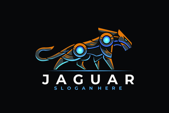 Modern Mecha Robotic Jaguar Logo Design Templat
