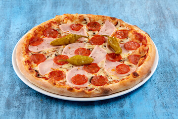 fresh pizza on the white plate